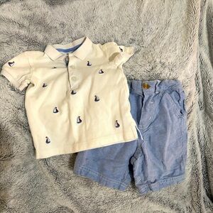Sailboat Embroidered Kids Polo Shirt - Cream